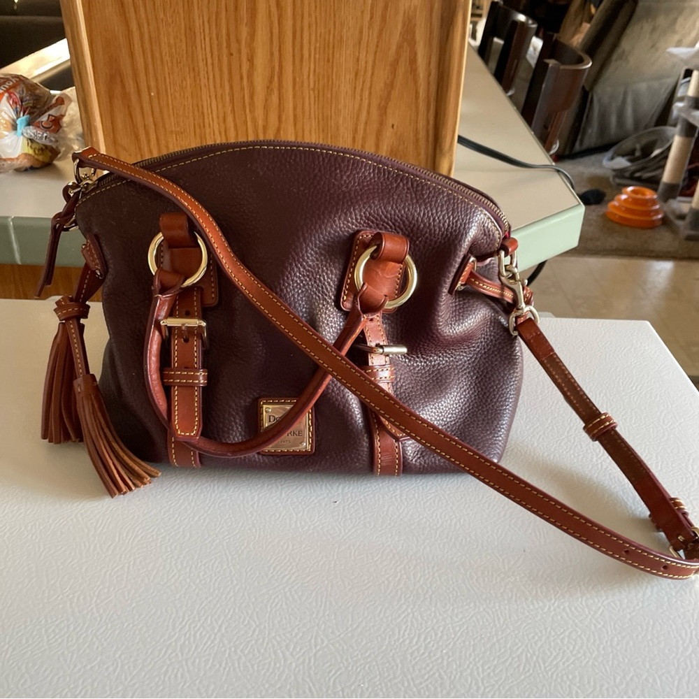 Dooney & Bourke Burgundy and Tan Crossbody Bag